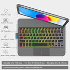for iPad A16 11th Generation/10th Generation Case with Keyboard,Touch Keyboard for iPad 11" /10th Gen 10.9 inch 2022-10 Color Backlight, 360° Rotatable Protective Cover (Titanium Gold Grey)
