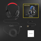 Gaming Headset with Microphone for Pc, Xbox One Series X/s, Ps4, Ps5, Switch, Stereo Wired Noise Cancelling Over-Ear Headphones with Mic, RGB, for Computer, Laptop, Mac, Nintendo, Gamer (Red)