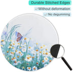 ITNRSIIET Round Mouse Pad with Stitched Edge Premium-Textured Waterproof Non-Slip Rubber Base Desktop Protection Mat Diameter 8.7 inches, Butterfly Chrysanthemum