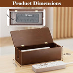 Delamu Wooden Cable Management Box with Magnetic Lid, Duty Cord Organizer for Desk Power Strip Hider Cover with Ventilation for Desk, Floor, Home Office, Baby Pets Safe Storage Solution