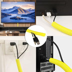 Split Wire Loom Tubing, 10,25ft Cord Protectors from Pets No Chew, Flexible Wire Covers Cord Protectors, Protective Split Cable Sleeve for Automotive Home Industrial Wires(Yellow, 1.12inch-25ft)
