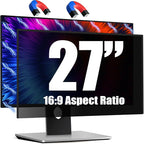 Magnetic Invisible Hidden Design Computer Privacy Screen Filter 27 Inch for Frameless Monitor 16:9 Aspect Ratio, Removable Anti Glare Blue Light Protector, Double Sided Reversible Eye Care 27in Film