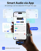 BOYA BOYALINK 3 Wireless Lavalier Microphone for iPhone/Android/Camera/PC/Tablets,AI Noise Cancellation,48kHz/24Bit Studio Sound,APP Control,984ft 30h Battery with Charging Case for Vlogging Interview