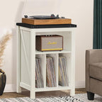 Record Player Stand with Vinyl Record Storage,White Record Player Table Holds up to 160 Albums,Large Wood Turntable Stand Cabinet Dispaly Shelf for Living Room,Bedroom,Office