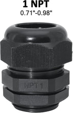 1" NPT Nylon Cable Glands, IP68 Waterproof Adjustable Cord Grip Cable Connector Strain Relief Wire Protectors for 18-25mm Cable Diameter, 2 Pcs, Black
