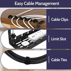 Shikha Cable Management Under Desk, 15.7"-31" Retractable Cable Management Tray, No Drilling Cord Organizer with Clamp for Desk, Under Table Wire Management Tray for Home Office