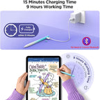 Stylus Pencil for iPad 2018-2024, 15Mins Fast Charge, Palm Rejection, Tilt Sensitivity - Compatible With iPad 10/9/8/7/6, Pro 12.9"/11"/13" M4, Air 5/4/3/11"-13" M2, Mini 6/5