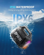 Portable Bluetooth Speaker - 80W Peak Loud Speakers, 20H Playtime for Outdoor Adventure, Lightshow, TWS, Deep Bass, BT 5.3 Wireless, IPX6 Waterproof for Travel Hiking Camping Beach Pool - Black