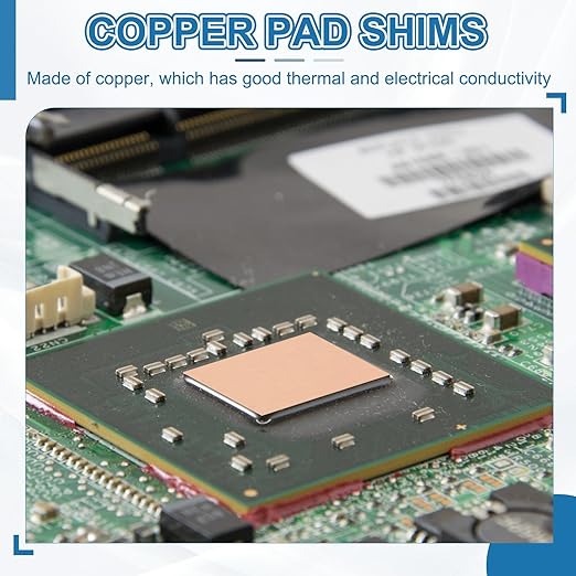 PATIKIL Copper Heatsink Pad Shims, 24 Pcs 15x15x0.4mm Copper Pad Shim IC Chipset GPU CPU Thermal Heatsink for Cooling Laptop Desktop Computer
