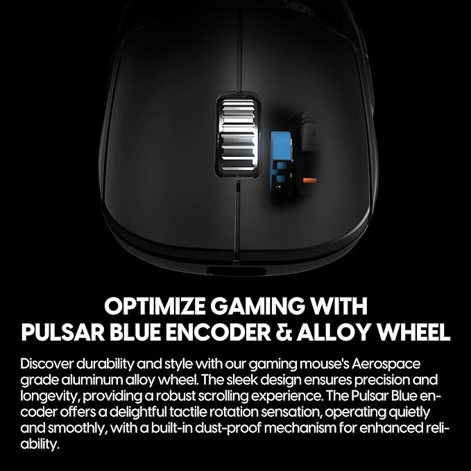 Pulsar Gaming Gears - X2H ES Wireless Gaming Mouse, Symmetrical, Optical Switch, OLED Display, Driverless, PAW3395 Sensor, 100H Battery, 4K dongle Included (Medium, Black)