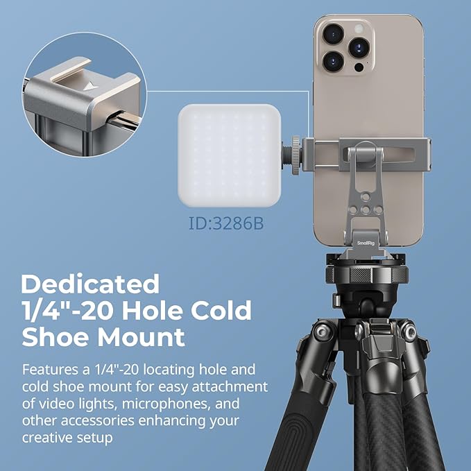 SMALLRIG Metal Phone Mount with Baseplate for Arca-Swiss,Compatible for DJI RS 4 Mini & RS 3 Mini, Cell Phone Mount Adapter Support Free Adjustment Joints, Phone Tripod Mount for iPhone 16 15-5338