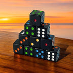 Luck Lab 10 Piece D6 Multicolor Pip Dice Pack - Acrylic 16mm Square Edge Standard Dice for RPG MTG DND Table Games and Board Games, Storage Bag Included (Black Multicolor)