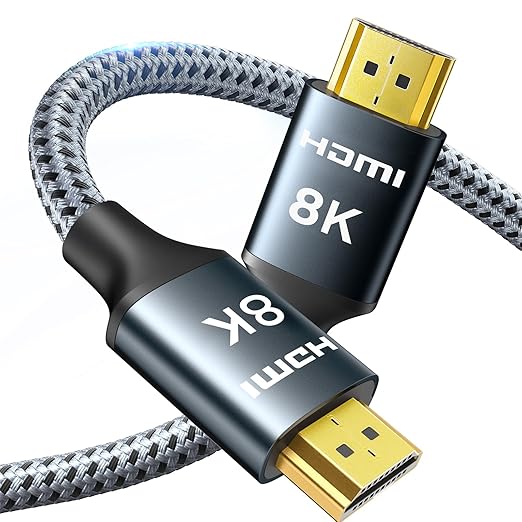 ARISKEEN 8K HDMI Cable 18 FT, 48Gbps High Speed HDMI 2.1 Cable, 8K 60Hz, 4K 120Hz 144Hz Braided HDMI Cord - 18 Feet