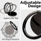 Metal Cell Phone Ring Holder Finger Ring Stand, 360 Degree Rotation Ring Kickstand Grip Holder for Magnetic Car Mount, Black