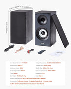 VEVOR Powered Bookshelf Speakers, 25W x 2, Active Studio Monitor Speaker with 5.5 Inch Woofer, Bluetooth/RCA/Coaxial/Optical/USB/Subwoofer Connection, Wooden Enclosure, for Record Player Turntable PC