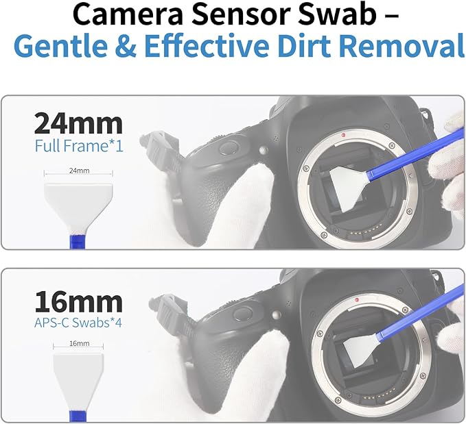 Camkix 14-in-1 Camera Lens Cleaning Kit - Includes Advanced Large Silicone Air Blower, 2in1 Lens Cleaning Pen, Dry Swabs, Cleaning Paper, 30 ML Optical Lens Spray for Mirrorless Cameras, APS-C, DSLR
