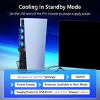 NexiGo PS5 Accessories Cooling Fan [Auto On/Off] with LED Light, for Both Disc and Digital Editions, Efficient Cooling System, Compatible with Horizontal Stand For Gaming Console