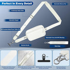 Clip and Go Strap for Phone with Wallet Crossbody, Adjustable Phone Lanyard with Detachable RFID Wristlet Wallet, Cream (L)