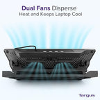Targus Laptop Cooling Pad for Laptops up to 17-inches, Dual High-Speed Fans Chill Mat + 4-Port USB Hub Laptop Fan Cooling Pad for Work, USB Stand Cooling Pad for Gaming Laptop Cooling Fan (AWE81US)