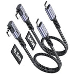 Short USB 4 Cable Right Angle [1.5FT 2 Packs], 240W Fast Charging with High Speed 40Gbps Data Transfer and 8K Video Display Compatible with iPhone 16/16 Plus/16 Pro Max, MacBook, Galaxy S23