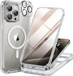 Miracase Magnetic for iPhone 15 Pro Max Case 6.7'' [Compatible with Magsafe] Full-Body Drop Proof Bumper Phone Case for iPhone 15 Pro Max with Built-in 9H Tempered Glass Screen Protector,Clear