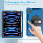 Case for iPad Pro 11 Inch 2022/2021/ 2020/2018: Cover for iPad 11 Inch 4th/ 3rd/ 2nd/ 1st Generation with Screen Protector- Stand- Handle- Shoulder Strap- Pencil Holder Blue