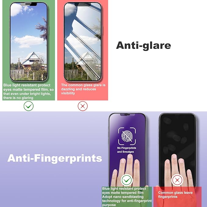 2 Pack Anti Blue Light Matte Screen Protector for iPhone 11 Pro Max and iPhon XS MAX 6.5-Inch Auto Dust Removal, No Bubbles, Tempered Glass Film, Easy Installation