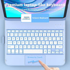 for iPad A16 11th Generation/10th Generation Case with Keyboard,Touch Keyboard for iPad 11" /10th Gen 10.9 inch 2022-10 Color Backlight, 360° Rotatable Protective Cover (Ocean Blue)