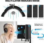 Aokeo Studio Recording Microphone Isolation Shield, Pop Filter.High density absorbent foam is used to filter vocal. Suitable for blue yeti and any condenser microphone recording equipment
