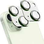 2 Pack Camera Lens Protector for iPhone 15 / iPhone 15 Plus,[Not Easy to Breakn ] AR Tempered Glass Strong Adsorption Metal Camera Cover Screen-Light Green