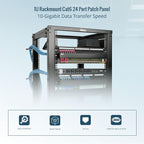Tecmojo Patch Panel 24 Port, Keystone Patch Panel for Cat 6 /Cat 5e/Cat 5, 1U Cat6 Patch Panel fit 19in AV/Audio Rack&Cabinet, Rack Mount Network Patch Panel with Cable Management,Unshielded