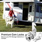 Cabinet Cam Locks Keyed Alike, 1'' Fits on 3/4'' Max Door Thickness, Secure File Drawer Mailbox RV Storage Replacement Set, Zinc Alloy (1 Inch 2Pcs)