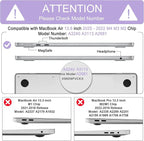 B BELK Compatible with MacBook Air 13 inch Case 2025 2024 2023 2022 M4 M3 M2 A3240 A3113 A2681, Plastic Hard Shell +Keyboard Cover +Screen Protector for MacBook Air 13.6 inch Case, Shiny Purple Pearl