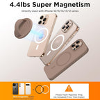 Magnetic Phone Ring Grip Holder, Silicone Finger Loop Grip, Compatible with MasSafe, Back of Phone for iPhone Pro Max/Plus/16/15/15/14/13/12 Series, Light Brown