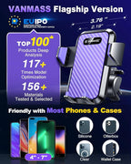 VANMASS [2024 Upgrade Phone Holders for Your Car [Super Suction Cup] Cell Phone Mount Car DashWindow Vent Desk Fit for iPhone 15 Pro Max 14 13 Universal Handsfree Automobile Vehicle Cradle，Purple