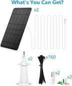 Solar Panel Charger Compatible with Eufycam 3/3C/2C/2C Pro/E40/E20/2/2 Pro/E/L20/L40/Solo/SoloCam Spotlight, 5W Solar Panel for Eufy Camera, Micro USB & USB-C Port, 9.8ft Cable, P65 Waterproof, 2 Pack