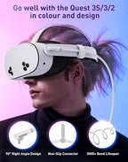 Maxonar VR Charging Link Cable 20FT (Next-Gen Chip) Compatible with Meta Quest 3S/Quest 3/Oculus Quest 2/Pico 4 Accessories and PC/SteamVR, Awesome Gift-5Gbps USB 3.0 to USB C Cable-White