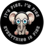 ITNRSIIET Round Mouse Pad with Stitched Edge Premium-Textured Waterproof Non-Slip Rubber Base Desktop Protection Mat Diameter 8.7 inches, Pretty Fine Elephant
