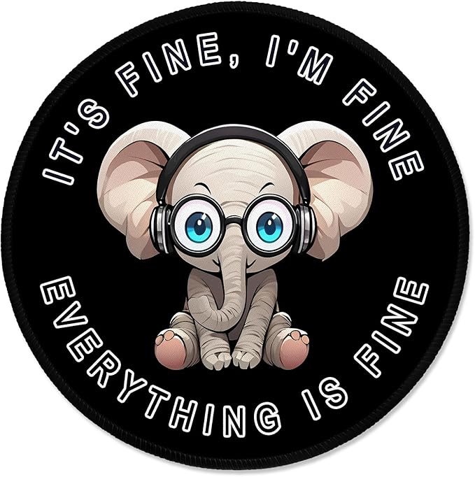 ITNRSIIET Round Mouse Pad with Stitched Edge Premium-Textured Waterproof Non-Slip Rubber Base Desktop Protection Mat Diameter 8.7 inches, Pretty Fine Elephant