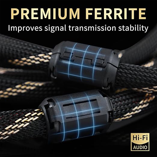 12 AWG Audiophile HiFi Speaker Audio Cable–4N OFC Core,24K Gold-Plated Banana Plugs with Nylon Braid,Compatible with Amplifier,Speakers, AV Receiver & Home Theater(8.20ft/2.5m) 2-Pack