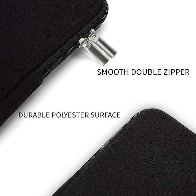 RAINYEAR 15.6 Inch Laptop Sleeve Protective Case Soft Lining Zipper Cover Padded Carrying Bag Compatible with 15.6" Notebook Computer Ultrabook Chromebook (Black, Upgraded Version)