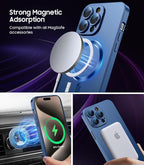 Magnetic for iPhone 15 Pro Max Case [Compatible with MagSafe][Built-in Camera Lens Protector] Slim Soft Silicone Bumper Shockproof Metallic Luster Phone Case (Blue)