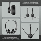 Cyber Acoustics USB-C Headset With AI Noise Cancelation (AC-304C) - Microphone Eliminates Background Noise in Offices, Homes or Any Environment, Black