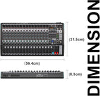 Audio Mixer, TKLBLS Professional 16 Channel DJ Mixer Board with 99-Bit DSP, Sound Board Mixing Console 7-Band EQ Output, USB Audio Interface, Bluetooth 48V Phantom Power For Karaoke Studio Streaming