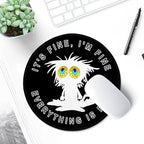 ITNRSIIET Round Mouse Pad with Stitched Edge Premium-Textured Waterproof Non-Slip Rubber Base Desktop Protection Mat Diameter 8.7 inches, Funny Cat