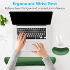 Dapesuom Enlarge Keyboard Wrist Rest, Memory Foam Wrist Cushion for Desk Mats Support, Cute Typing Pain Relief Keyboard Mouse Pad Rests Set with Non-Slip Base for Gaming Laptop Office, Forest Green