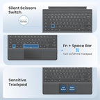 MoKo Type Cover Compatible with Microsoft Surface Pro 7 Plus 2021/ Pro 7 / Pro 6 / Pro 5 / Pro 4 /Pro 3, Lightweight Wireless Replacement Keyboard with Trackpad & Built-in Rechargeable Battery, Gray