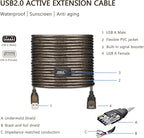 LDKCOK USB 2.0 Type A Male to A Female Active Repeater Extension Cable 50ft, High Speed 480 Mbps