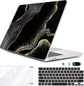 Compatible with MacBook Air 13 inch Case 2025 2024-2022 M4 A3240 M3 A3113 M2 A2681, Plastic Hard Shell&Keyboard Cover&Screen Film&Webcam Cover for MacBook Air 13.6 inch Case, Black Marble