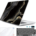 Compatible with MacBook Air 13 inch Case 2025 2024-2022 M4 A3240 M3 A3113 M2 A2681, Plastic Hard Shell&Keyboard Cover&Screen Film&Webcam Cover for MacBook Air 13.6 inch Case, Black Marble